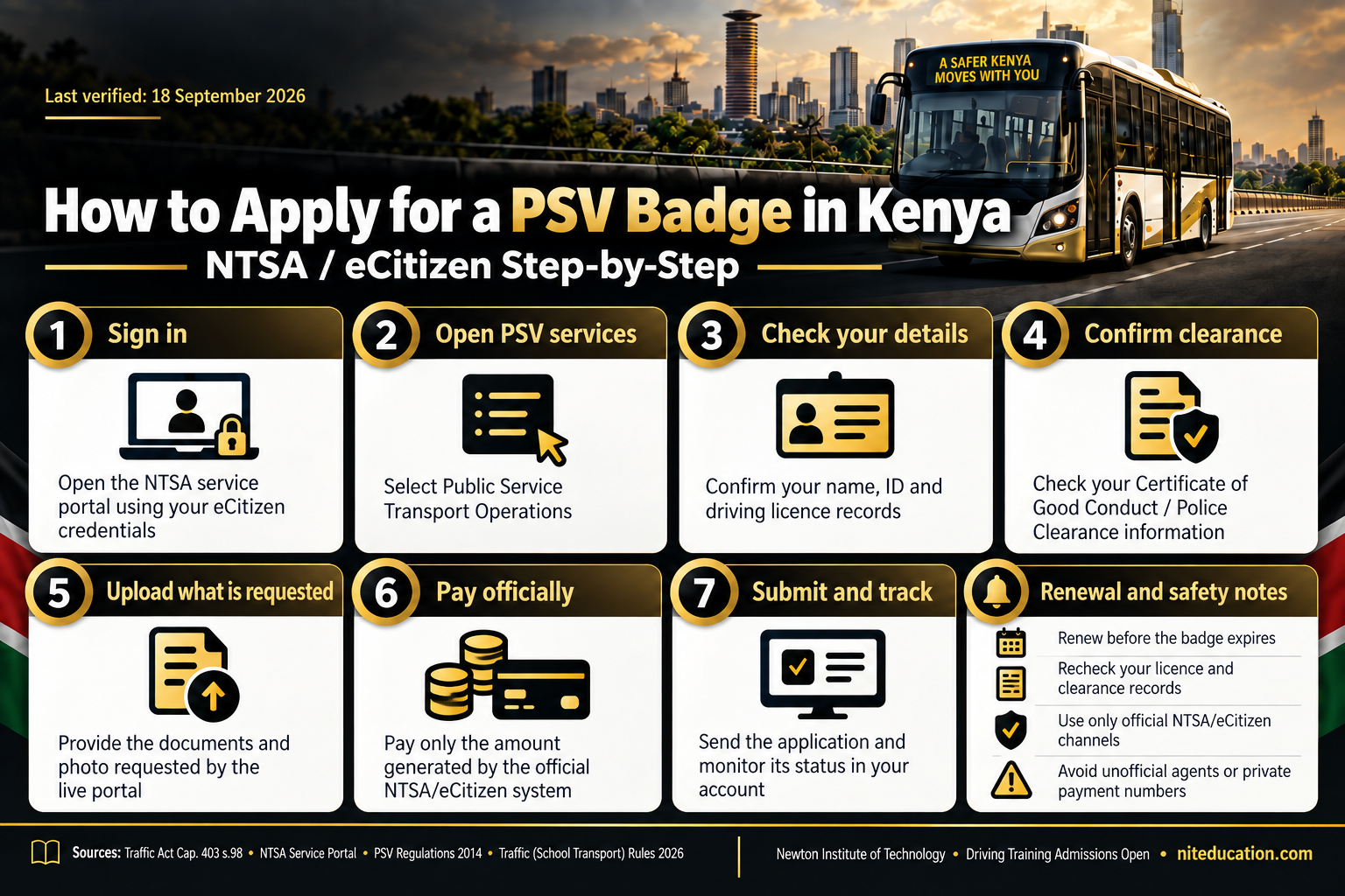 Step-by-step guide to applying for a PSV badge in Kenya through NTSA and eCitizen