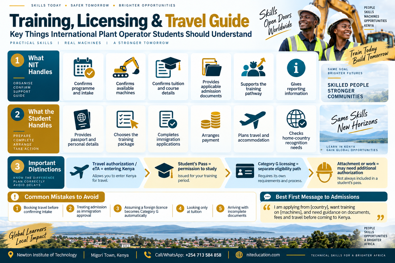 Training licensing and travel guide for international plant operator students coming to Kenya