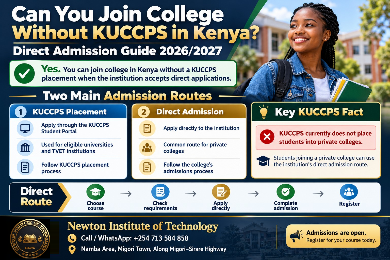 Can you join college without KUCCPS in Kenya? KUCCPS placement and direct admission guide