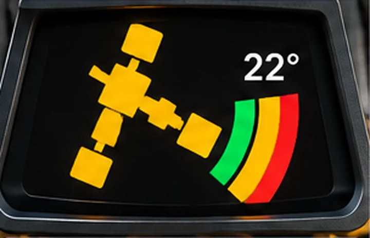 Motor grader dashboard articulation angle indicator