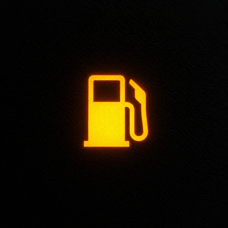 Bulldozer dashboard low fuel sign