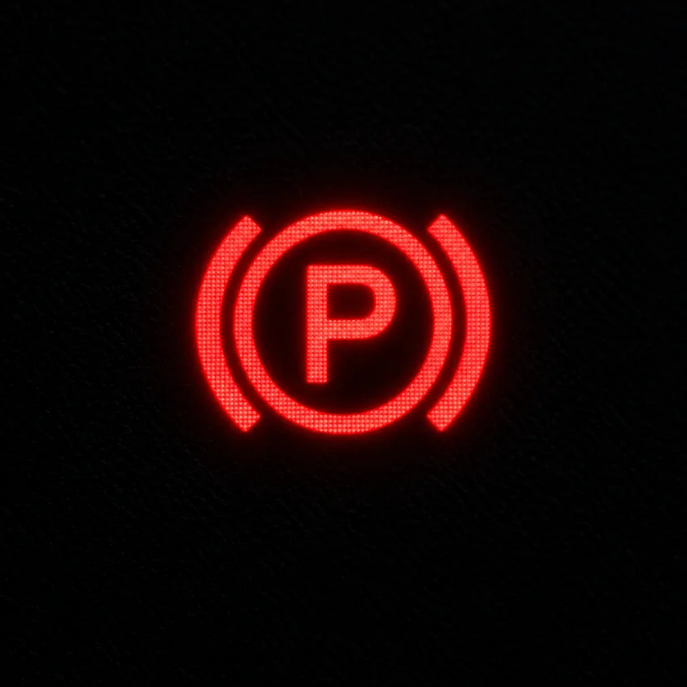 Bulldozer dashboard parking brake sign