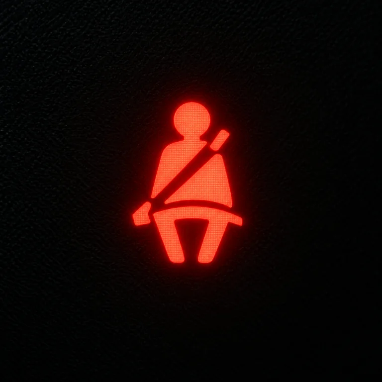 Bulldozer dashboard seat belt sign