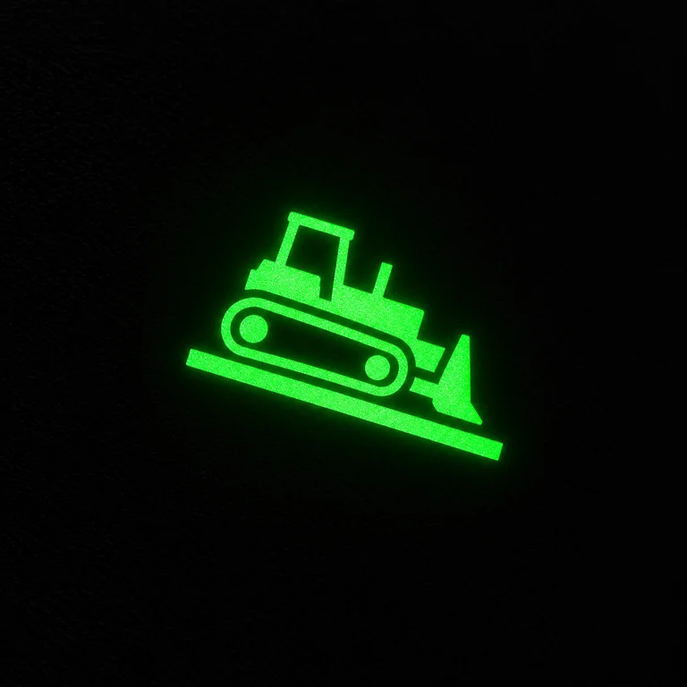 Bulldozer dashboard slope indicator sign