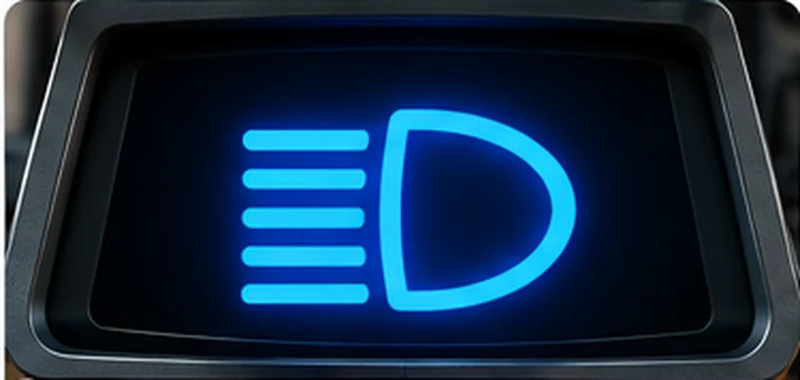 Motor grader dashboard high beam indicator