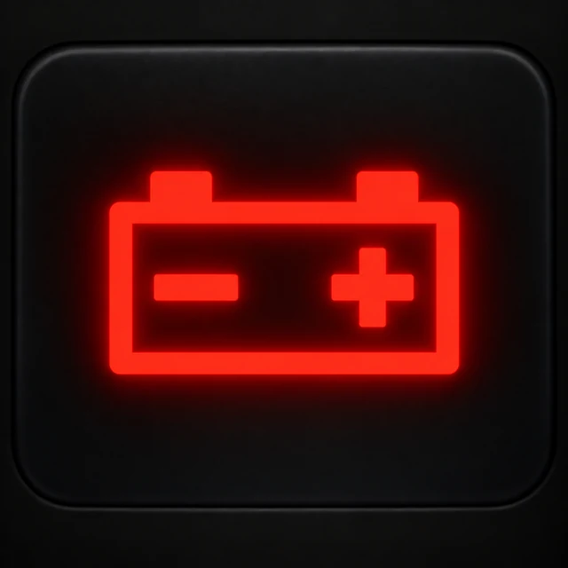 Motor roller charging-system warning dashboard symbol