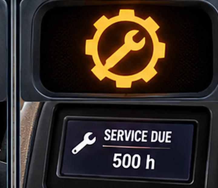 Motor grader service or maintenance reminder